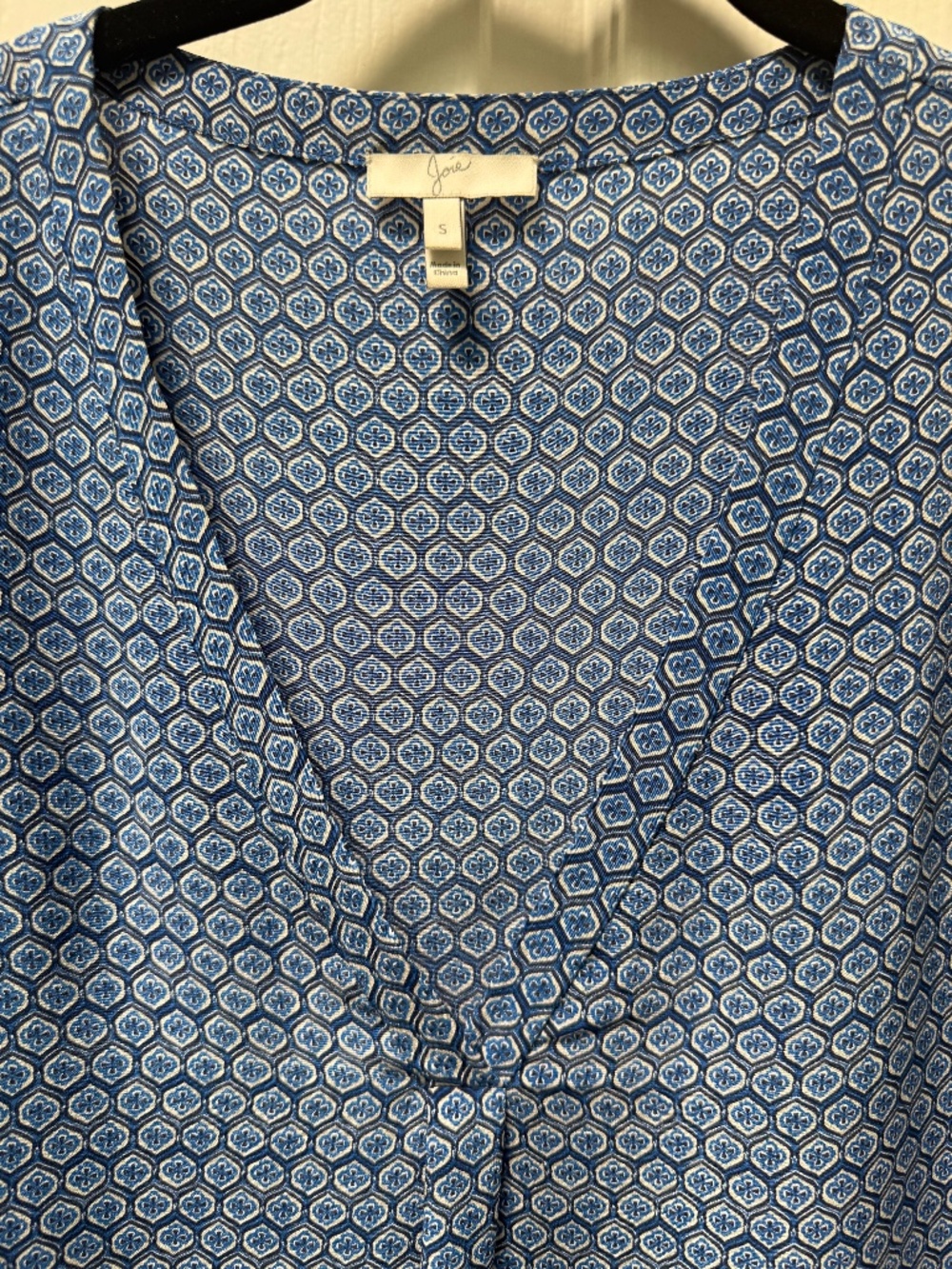 Joie Silk Blue and Black Print Blouse- Size Small